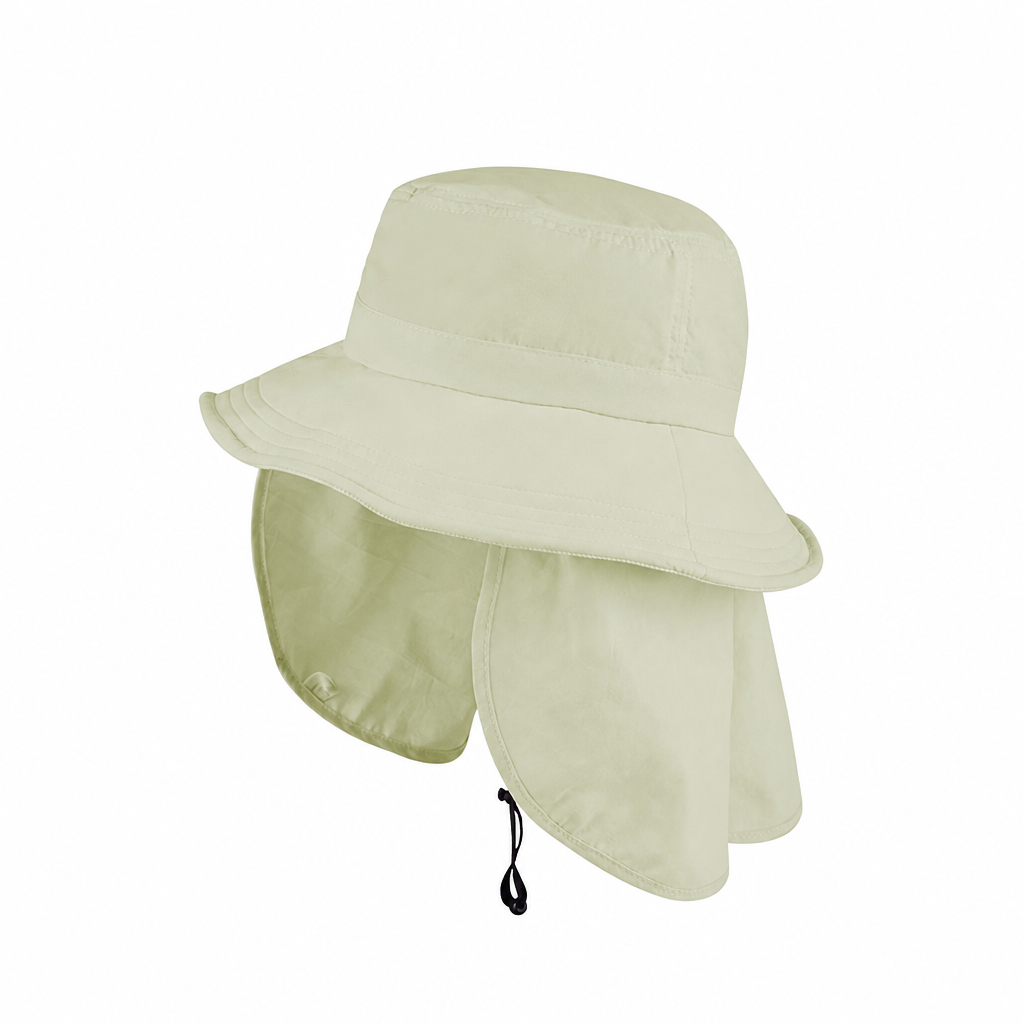 Premium Custom Summer Breathable Bucket Sun Hat with Detachable Neck Flap Adjustable Drawstring Professional Baseball Cap with Custom Logo Embroidery for Daily Wear and Outdoor Activities