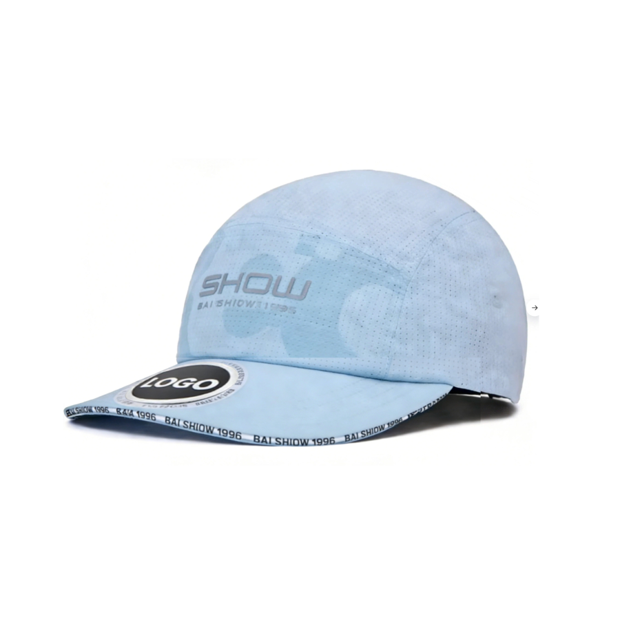 Premium Custom Sporty 5-Panel Unstructured Digital Printed Custom Silicone Label Sandwich Visor Baseball Cap  Professional Baseball Cap with Custom Logo Embroidery for Daily Wear and Outdoor Activities