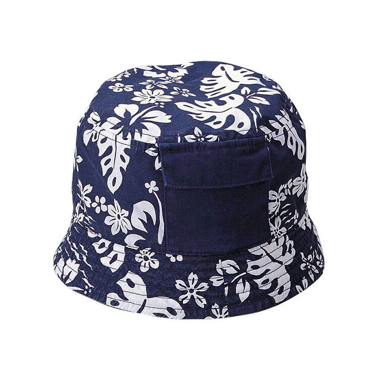 Premium Custom 7865 Tropical Floral Bucket Hat with Utility Pocket and Flap Closure Five Colorways Wide Brim Outdoor Sun Cap for Beach Festival Travel and Promotional Branding