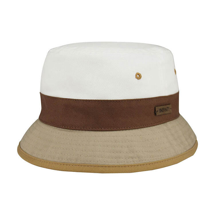 Premium Custom 7900 Tri-Color Nautical Bucket Hat with INFINITY Leather Patch Three-Band Design Ventilation Eyelets Cotton Twill Outdoor Sun Cap for Kids Daily Wear and Promotional Branding