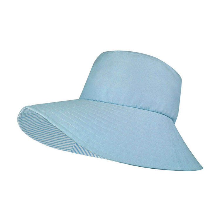 Premium Custom Reversible Wide-Brim Sun Hat with Striped Interior Lining Breathable Cotton Canvas Garden Hat with Stitched Brim for Gardening Travel and Promotional Branding