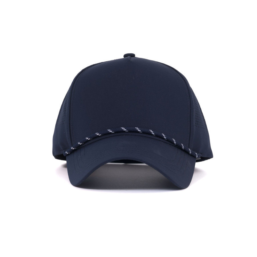 Premium Custom 5-Panel Laser Perforated Mesh Rope Sports Baseball Cap, Polyester Breathable Athletic Cap Professional Baseball Cap with Custom Logo Embroidery for Daily Wear and Outdoor Activities