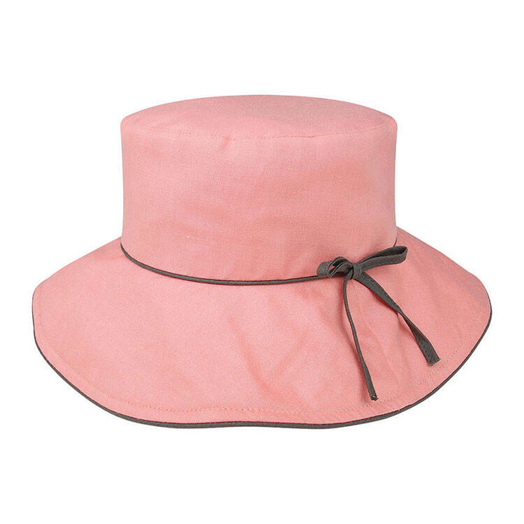 Premium Custom 6607 Wide-Brim Bucket Sun Hat with Contrast Piping and Side Bow Three Colorways Woven Cotton Outdoor Summer Sun Cap for Beach Travel and Promotional Branding