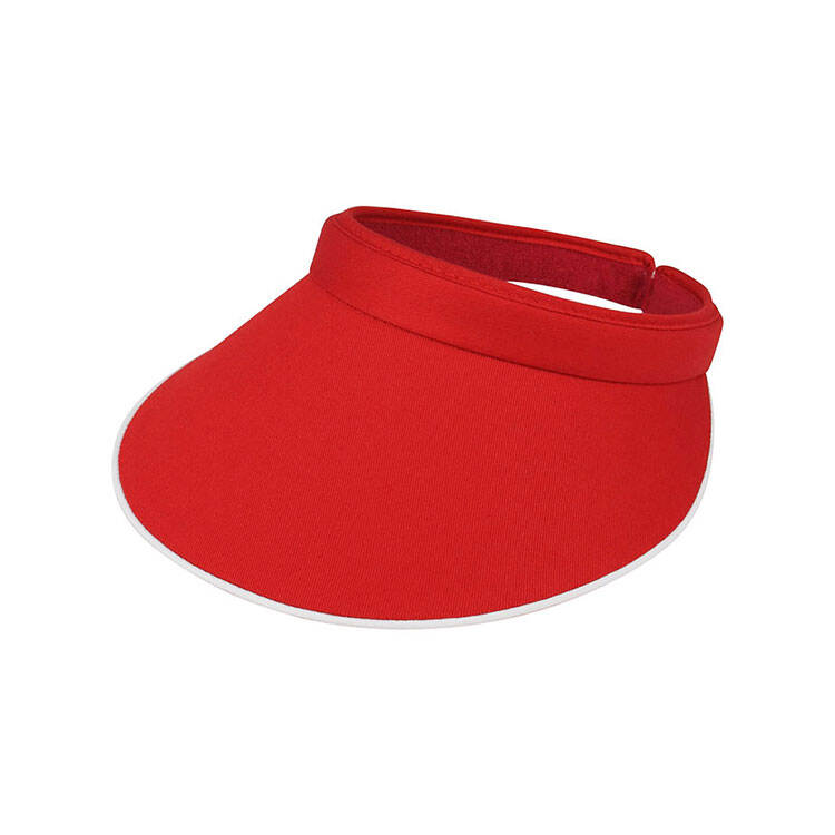 Piping Brim Cotton Twill Sun Visor Adjustable Wrap Back Empty Top Visor Hat Unisex Lightweight UV Protection Solid Color Blank Custom Embroidery Logo Outdoor Golf Beach Fishing Travel Summer Casual Fashion Headwear Wholesale B2B Bulk Supply 