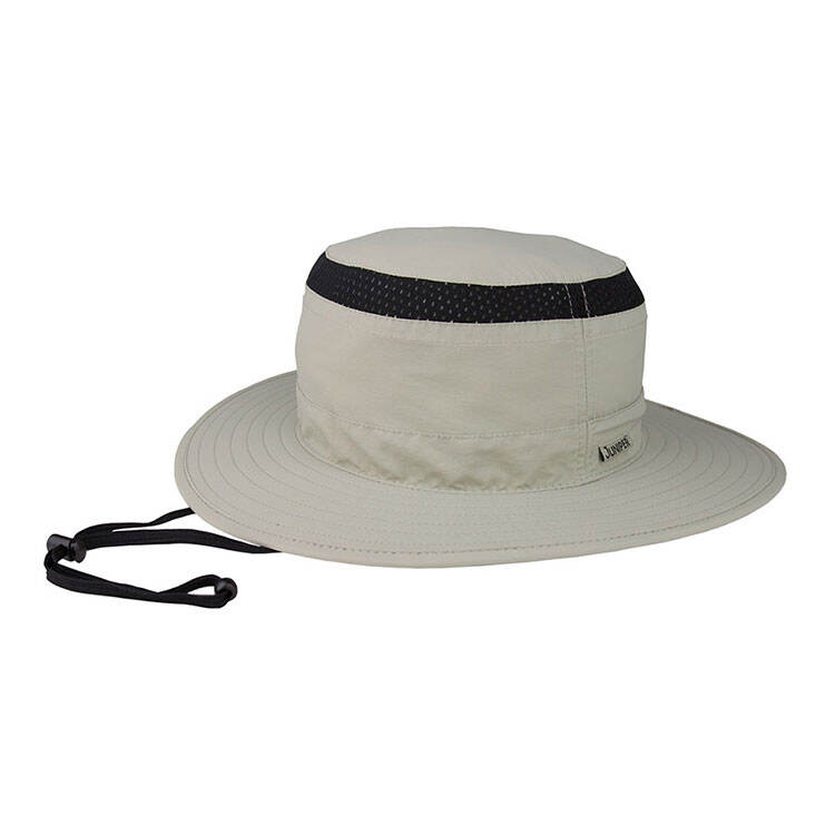Premium Custom J7262 Two-Tone Mesh-Band Boonie Sun Hat with Contrast Black Ventilation Band and Juniper Label Wide Brim Adjustable Chin Cord Outdoor Cap for Hiking Fishing Travel and Promotional Branding