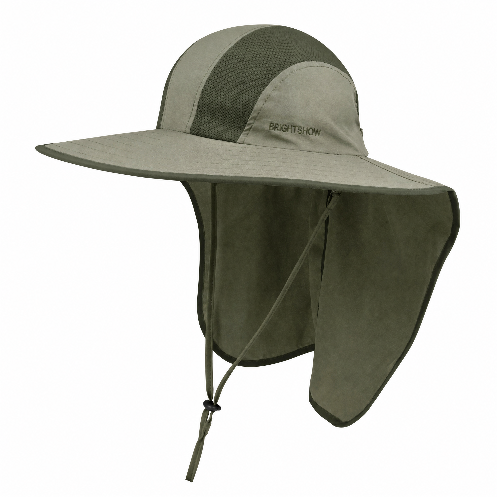 Premium Custom J7250 Wide Brim Sun Hat with Breathable Mesh and Integrated Neck Flap UPF 50 Plus UV Protection Outdoor Legionnaire Safari Cap Adjustable Chin Cord for Fishing Hiking Gardening Travel