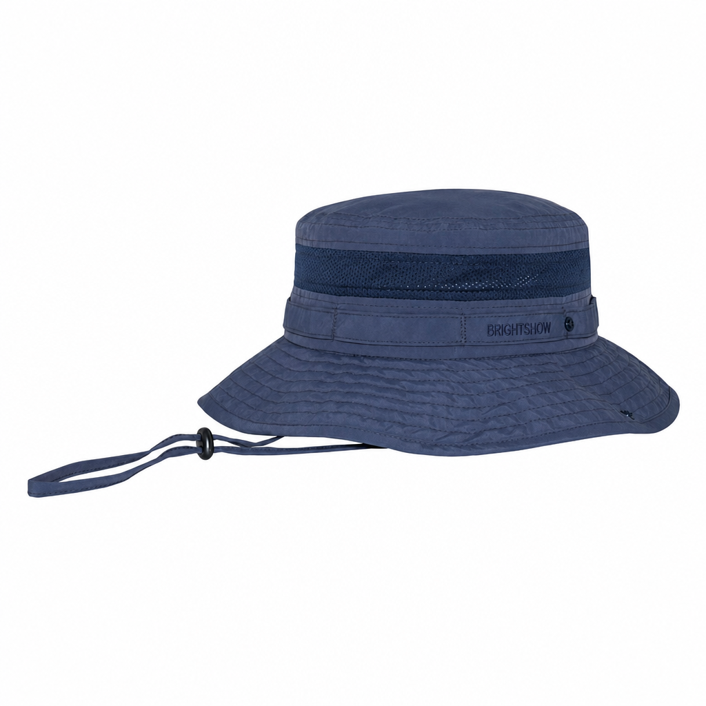 Premium Custom J7263 Mesh-Ventilated Boonie Bucket Hat with Chin Draw Cord and Daisy-Chain Band Wide Brim UV Protection Outdoor Cap for Hiking Fishing Safari and Promotional Branding