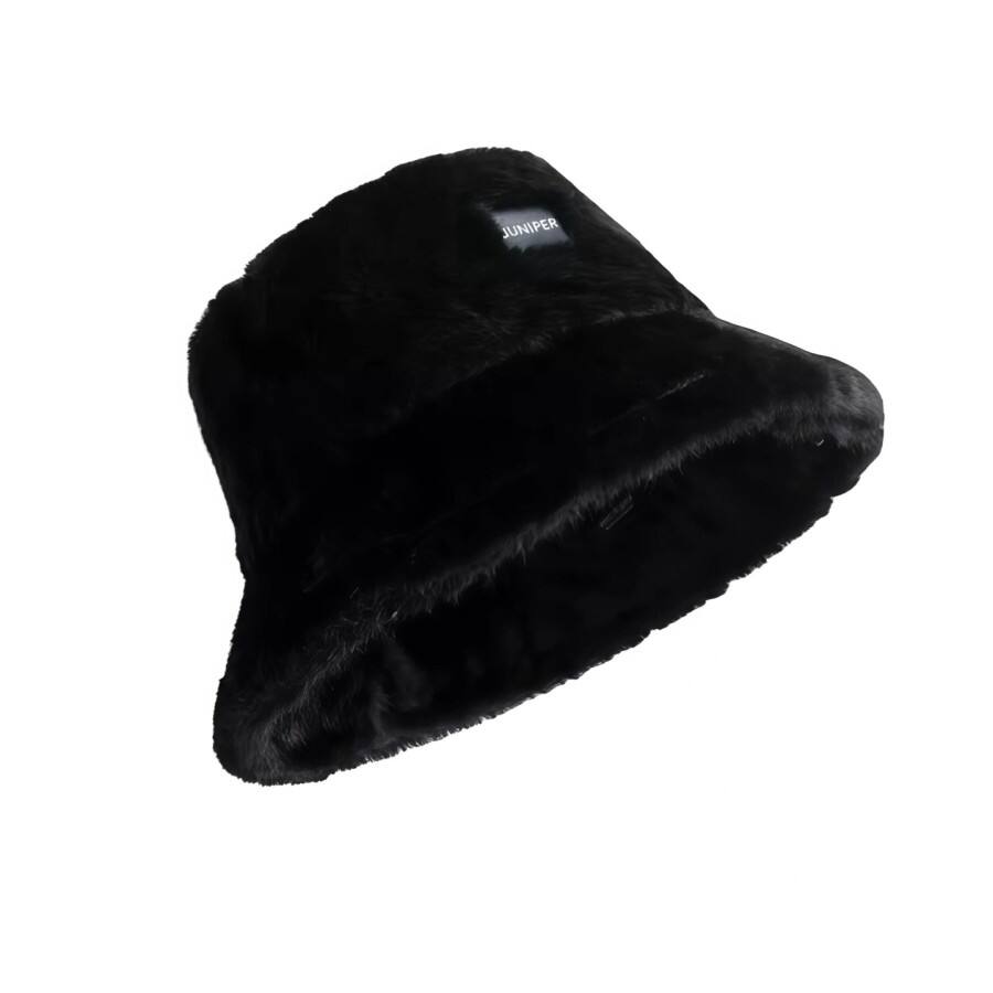 Premium Custom Faux Rabbit Fur Winter Wide Brim Bucket Hat with Custom Leather Logo Professional Baseball Cap with Custom Logo Embroidery for Daily Wear and Outdoor Activities