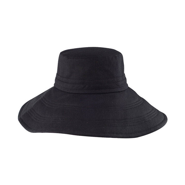 Premium Custom 6594A Wide-Brim Bucket Sun Hat with Concentric Stitching Three Colorways Flat-Top Crown Rolled Hem Woven Cotton Outdoor Summer Sun Hat for Beach Travel Gardening and Promotional Branding