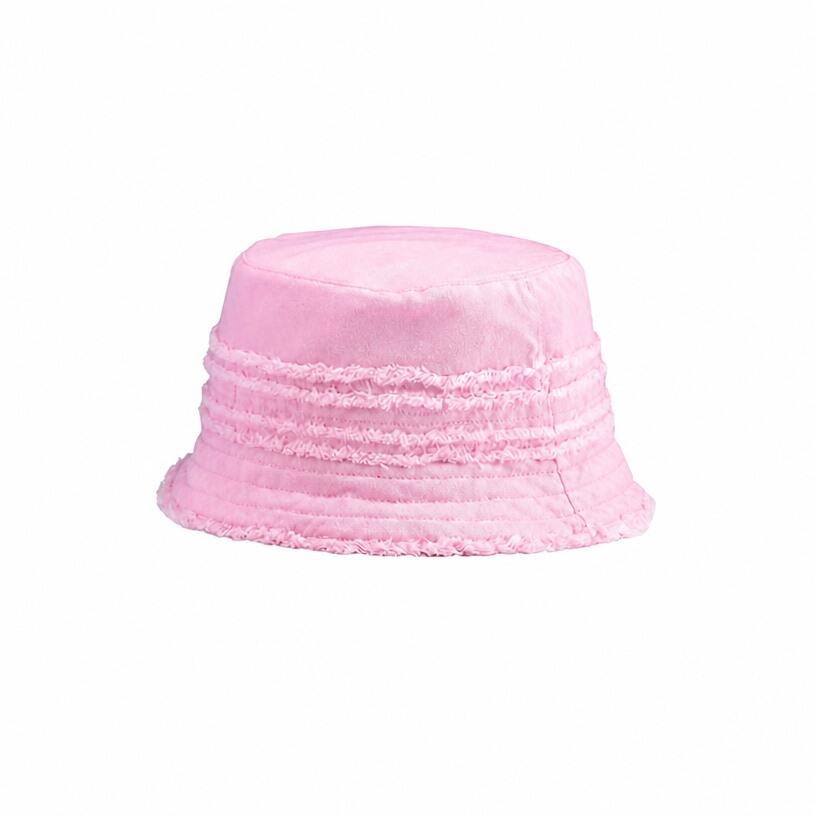 Premium Custom 7909 Raw-Edge Frayed Bucket Hat with Textured Bands Short Brim Soft Cotton Outdoor Cap for Summer Fashion Beach and Promotional Branding