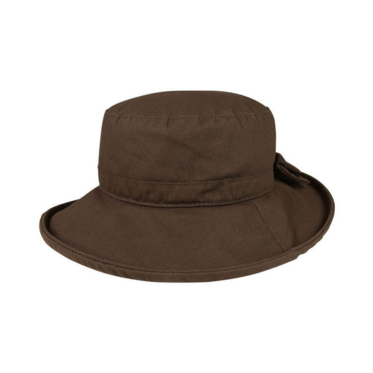 Premium Custom J9704 Structured Bucket Sun Hat with Fabric Bow Accent Wide Brim Cotton Canvas Outdoor Cap with Rolled Hem for Country Style Travel and Promotional Branding