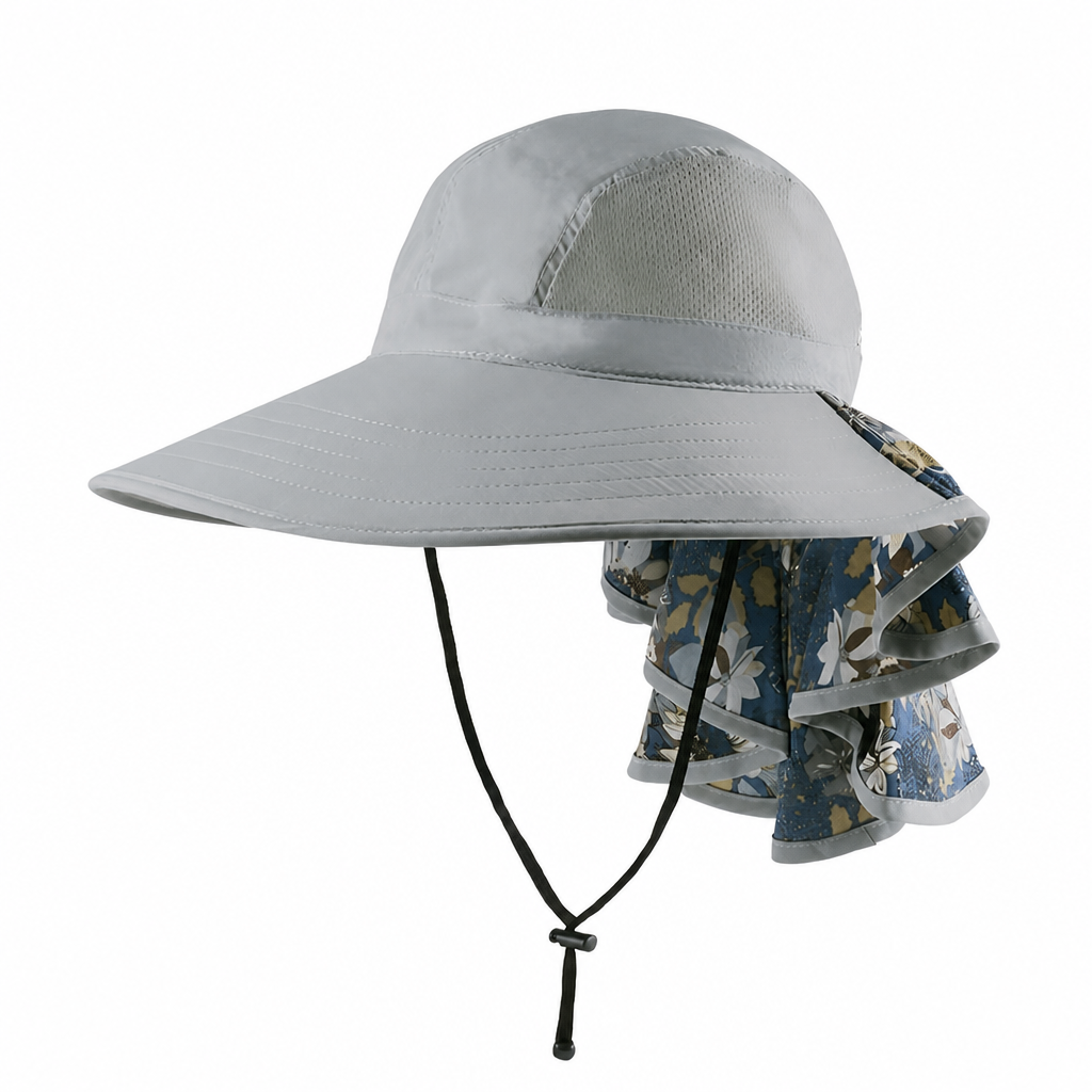 Premium Custom Wide Brim Summer Sun Hat with Breathable Detachable Neck Scarf & Adjustable Drawstring Professional Baseball Cap with Custom Logo Embroidery for Daily Wear and Outdoor Activities