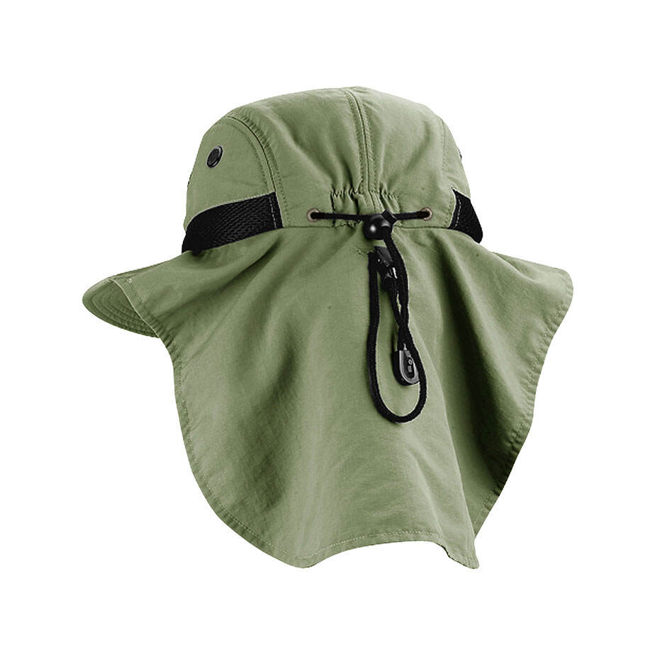 Premium Custom Promotional Lightweight Nylon 4-Panel Flap Cap with Wide Brim Model J7002A High-Performance UV Protection Sun Hat for Outdoor Fishing Hiking Exploration Branded Athletic Headwear Adjustable Silhouette

