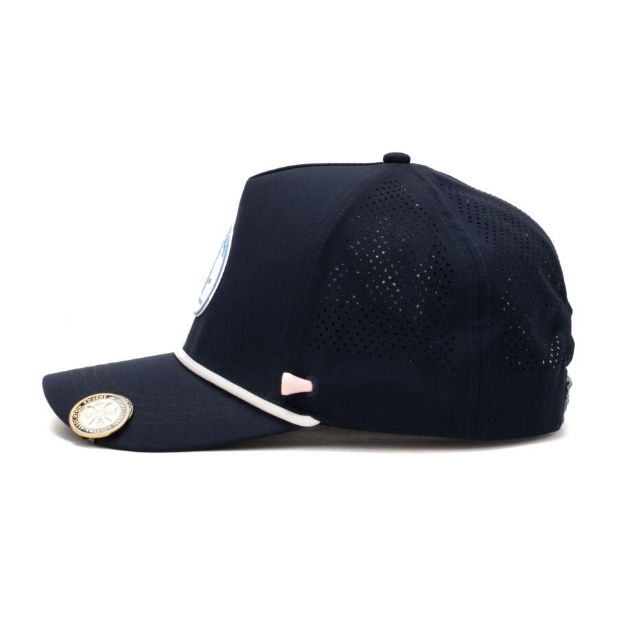 Premium Custom Structured 5-Panel Golf Cap with T-holder Embroidery & Silicone Patch Professional Baseball Cap with Custom Logo Embroidery for Daily Wear and Outdoor Activities