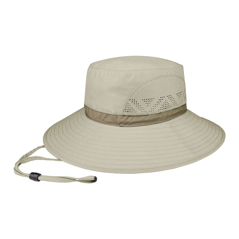 Premium Custom J7261 Laser-Cut Boonie Bucket Sun Hat with Reflective Band and Adjustable Chin Draw Cord Wide Brim UV Protection Outdoor Cap for Hiking Fishing Beach and Promotional Branding