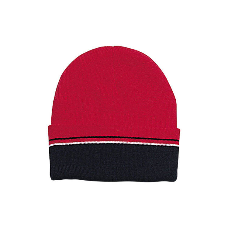 Premium Custom Promotional 3-Tone Stripe Ribbed Knit Beanie Hat with Thermal-Lock Heat Retention Model 5012 High-Performance Winter Headwear for Outdoor Sports Lifestyle Events Branded Merchandise