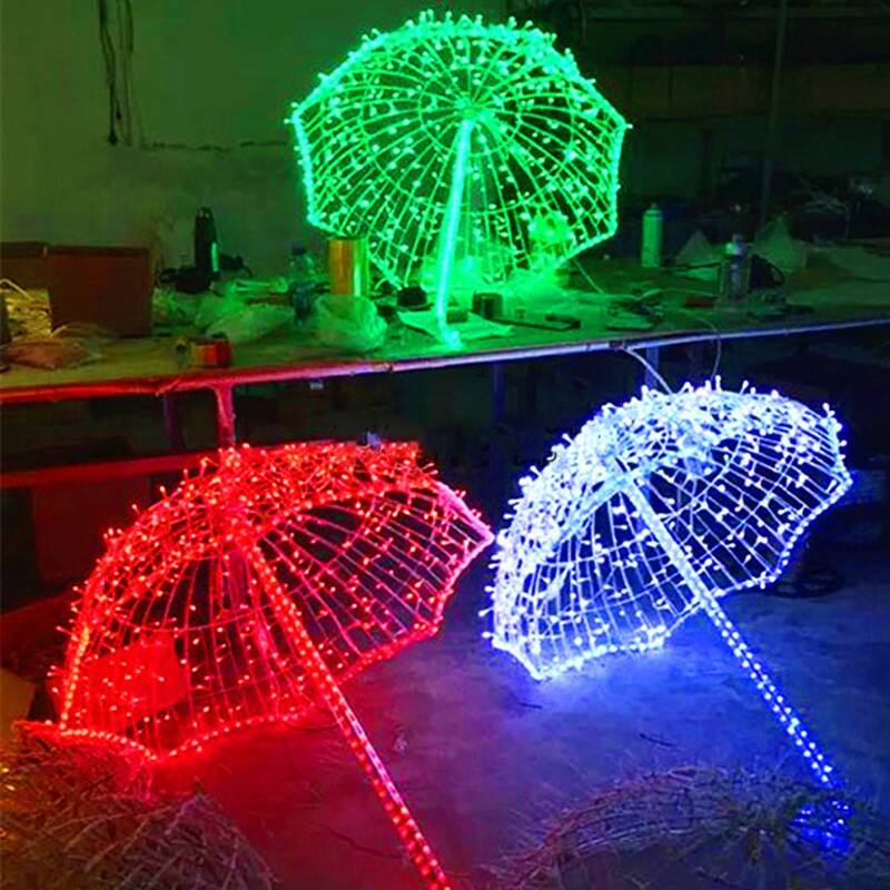 3D Umbrella LED Motif Light Christmas Theme Lantern Festival Street Decoration Lamps Outdoor Decoration