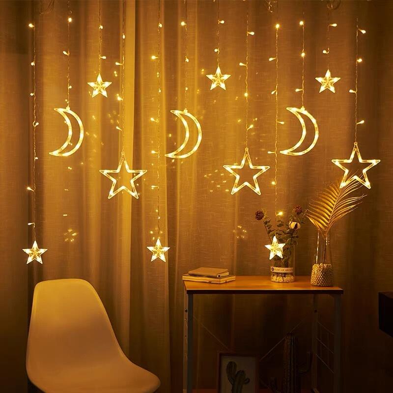 Star Moon Led Curtain Light String Light Party Decor for Home Gift Ramada Christmas Decoration