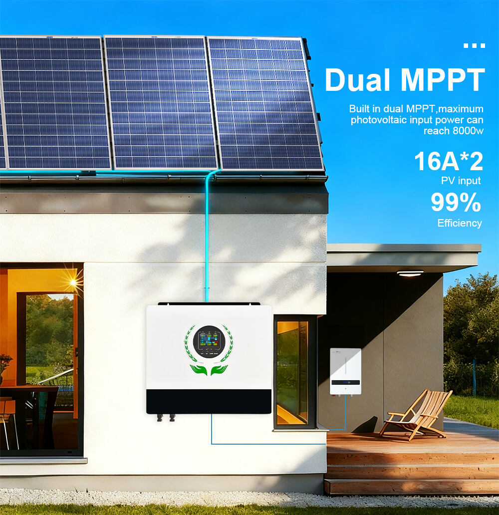 OFF GRID SOLAR INVERTER 6KW Dual MPPT inputs Maximum PV input voltage 500VDC Dustproof air intake cover Plug-and-play PV interface details