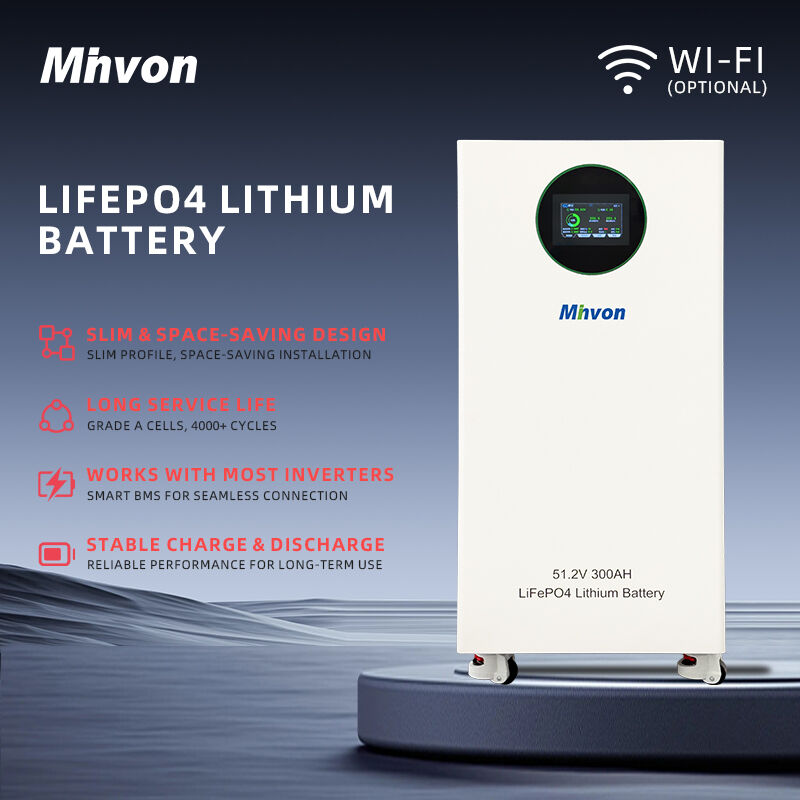 ชุดแบตเตอรี่ลิเธียมเหล็กฟอสเฟต (LiFePO4) ความจุ 15.36 กิโลวัตต์-ชั่วโมง แรงดันไฟฟ้า 51.2 โวลต์ พร้อมระบบจัดการแบตเตอรี่อัจฉริยะ (Smart BMS) แบบตั้งพื้น สำหรับระบบพลังงานแสงอาทิตย์แบบไม่เชื่อมต่อกับโครงข่ายไฟฟ้า (Off-Grid) และแบบไฮบริด