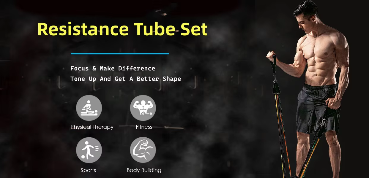 Customizable 11-Piece TPE Latex Eco-Friendly Fitness Resistance Band Tube Set High-Intensity Workout for Bodybuilding factory