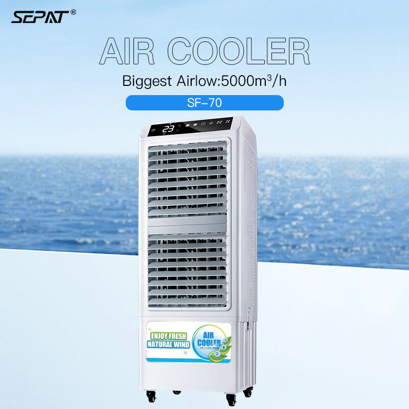 WEIYE SEAPT SF-70 Portable Eco-friendly 45L Water Tank AC Air Cooler 4-Speed Fan for Home Garage Hotel Use Operated Battery Electric Power Source