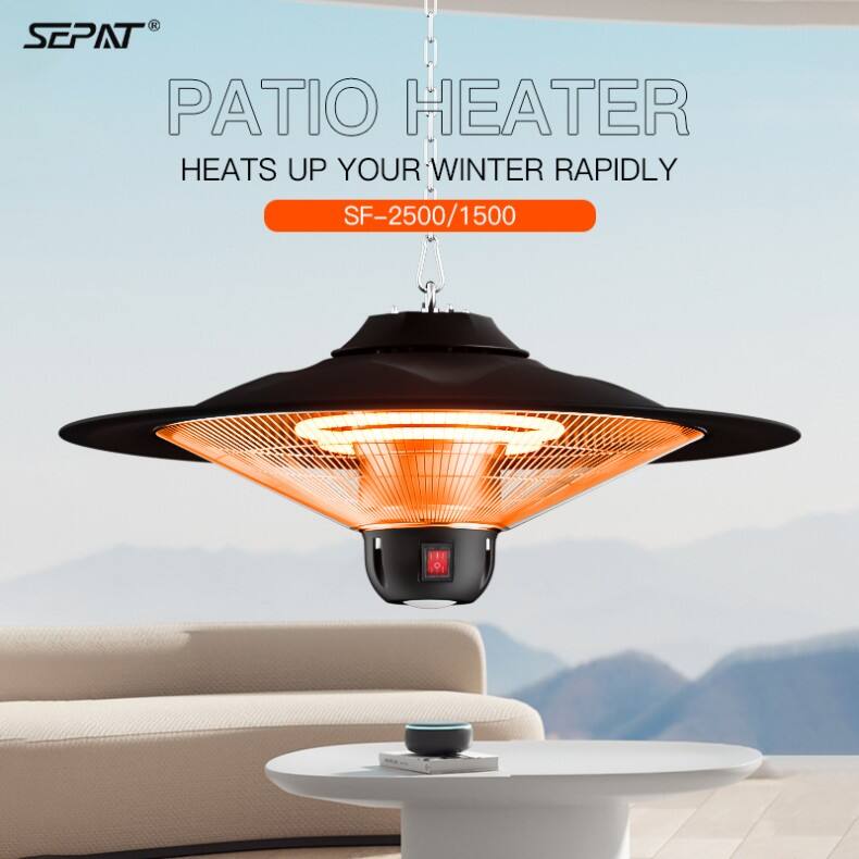 2500W 1500W Energy Saving Electrical Hanging Heater Carbon Crystal Fiber Heating Intelligent  Remote Control IP44