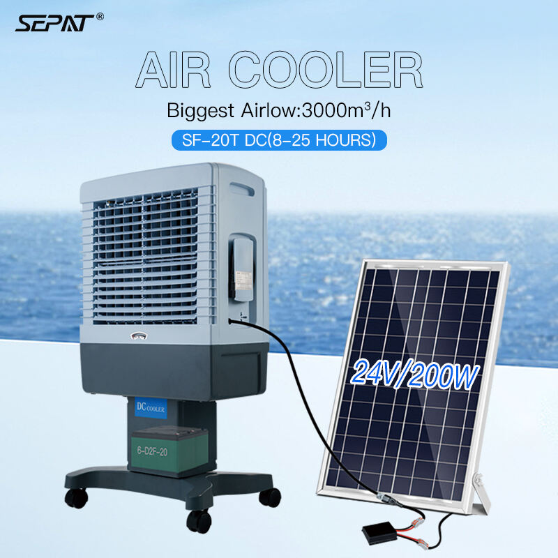 WEIYE SEPAT SF-20TDC China Factory Portable DC Solar air Cooler Evaporative Cooling Fan Solar air Cooler