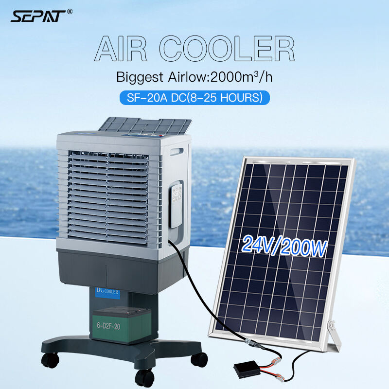 WEIYE SEPAT SF-20ADC Portable DC Solar air Cooler Evaporative Cooling Fan Solar air Cooler