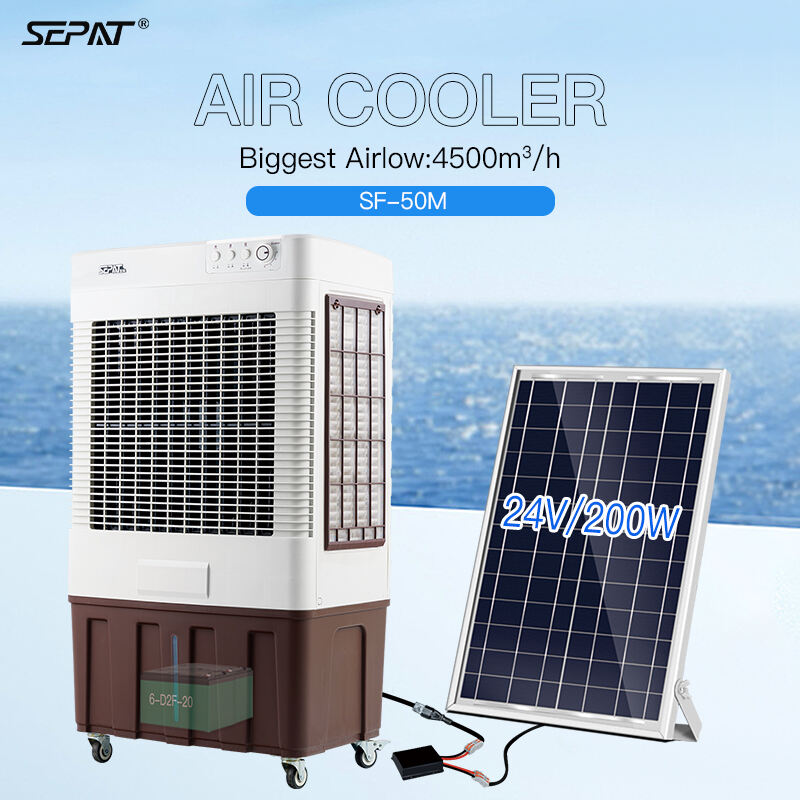 WEIYE SEPAT SF-50MDC Portable DC Solar air Cooler Evaporative Cooling Fan Solar air Cooler