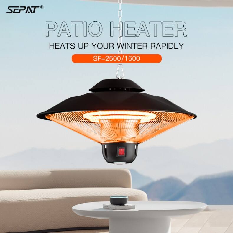 2500W 1500W Energy Saving Electrical Hanging Heater Carbon Crystal Fiber Heating Intelligent  Remote Control IP44