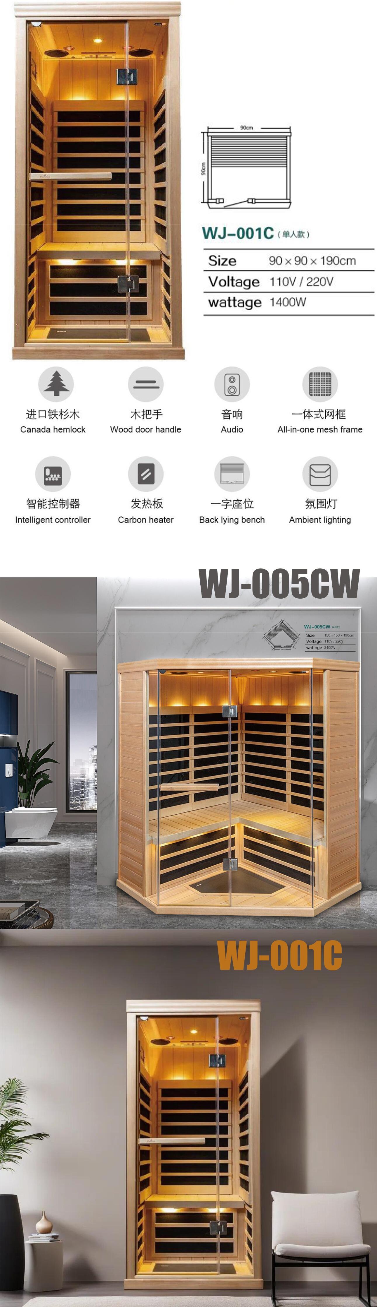 Low EMF New Design SAA CE 1 People Small Sauna Room Hemlock Far Infrared Sauna factory