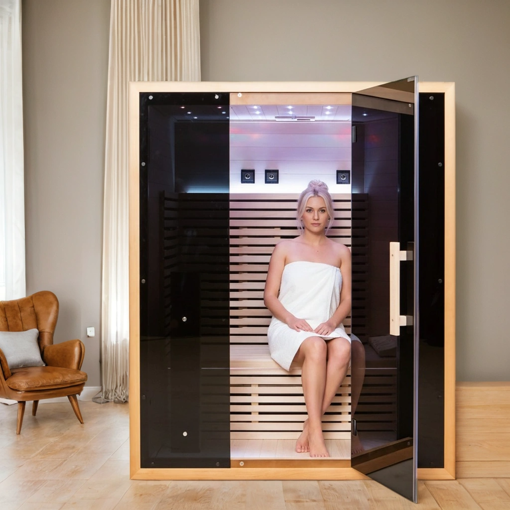 SAA FSC EMC Factory OEM Custom Sauna Room with Privacy Black Glass Far Infrared Sauna