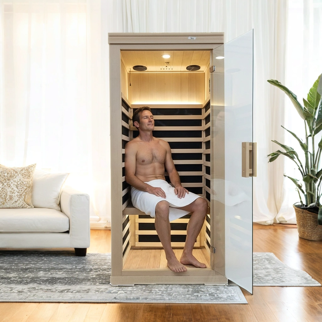 Low EMF New Design SAA CE 1 People Small Sauna Room Hemlock Far Infrared Sauna