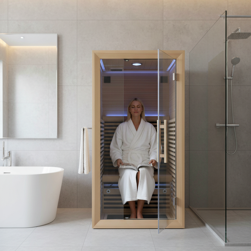 1person Infrared Red Sauna Home Sauna With Intelligent Touch Screen Audio