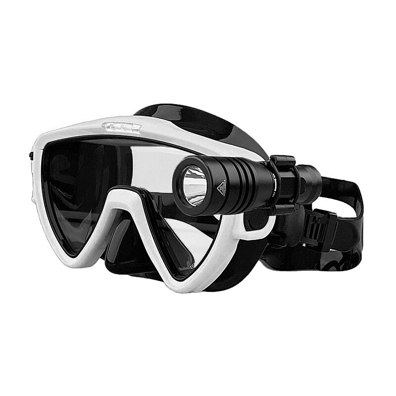 New Design Anti Fog Single Lens Diving Goggles Freediving Gear Low Volume Scuba Diving Masks with Diving Light