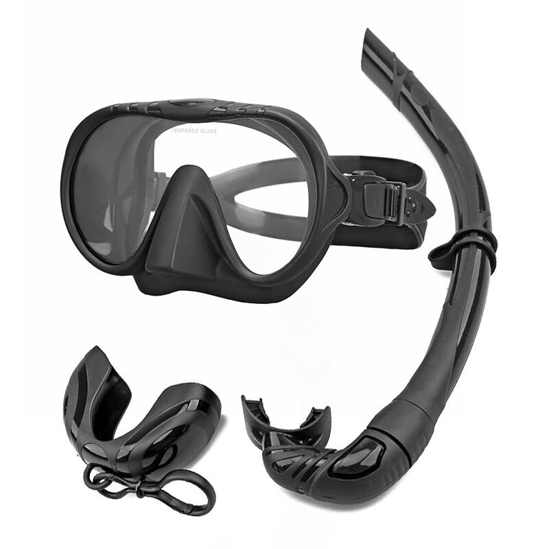 Pro Frameless Freediving Mask – Low Profile & High Visibility – Tempered Glass Single Lens for Apnea & Spearfishing