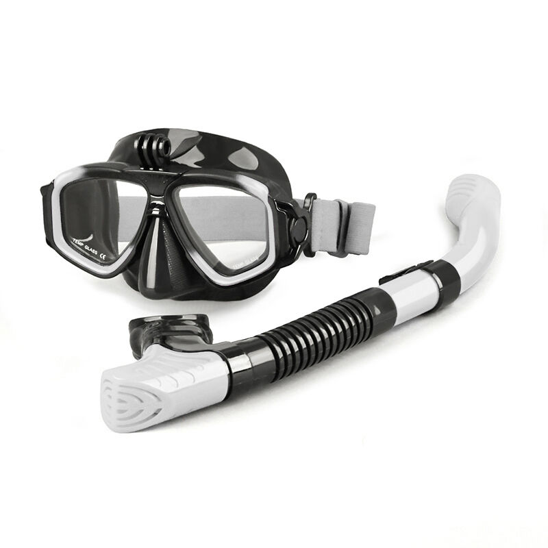 New Two-Color Gradient Colors Elastic Strap Silicone Freediving Gear Diving Mask Snorkel Set with Bracket