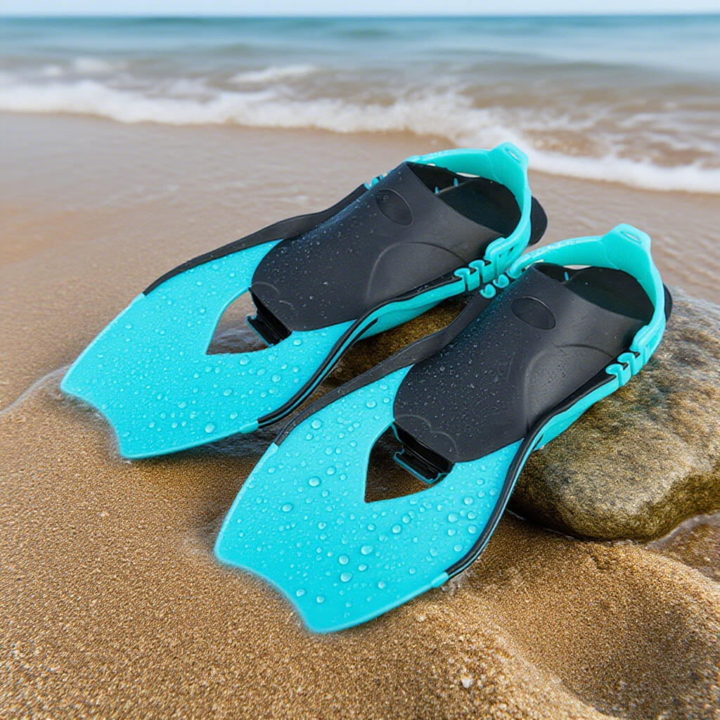 Kids Short Open Heel Swim Fins - TPR Adjustable Snorkeling Flippers