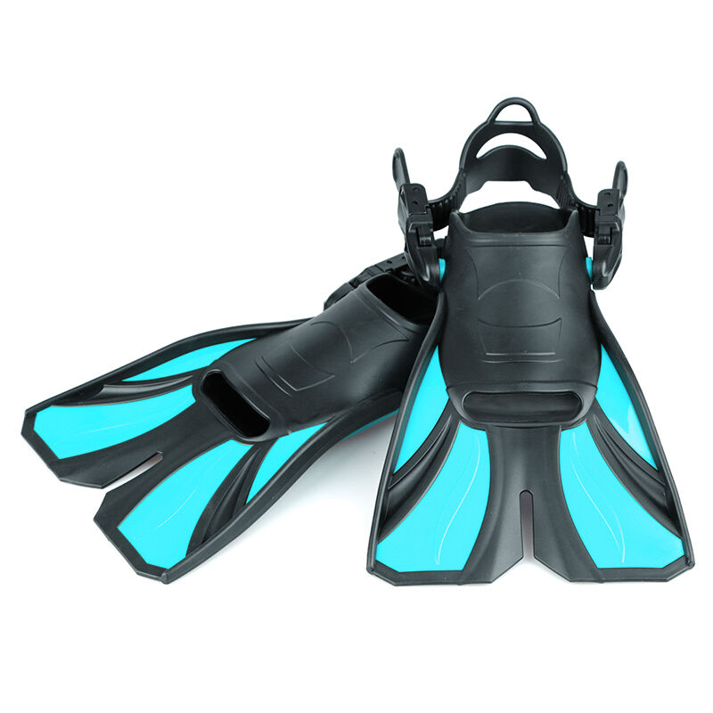 Adult Open Heel Diving Fins - Adjustable TPR Rubber Swim Flippers