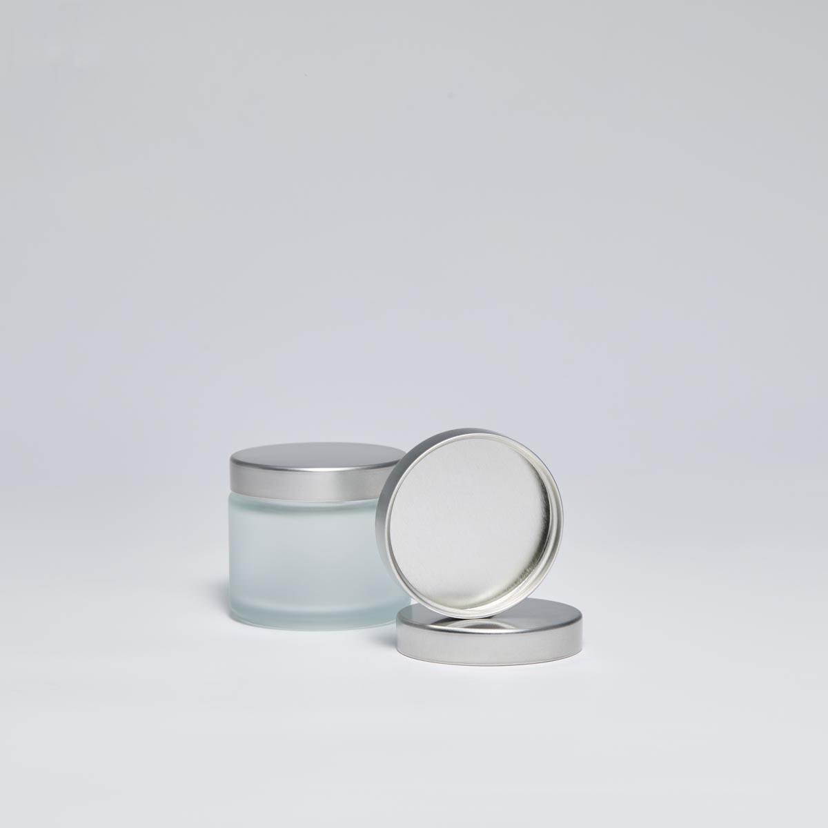 tapó Unishell platejat 53/400 per a pots de vidre cosmètics - tancament metàl·lic de foli d'estany de 53 mm