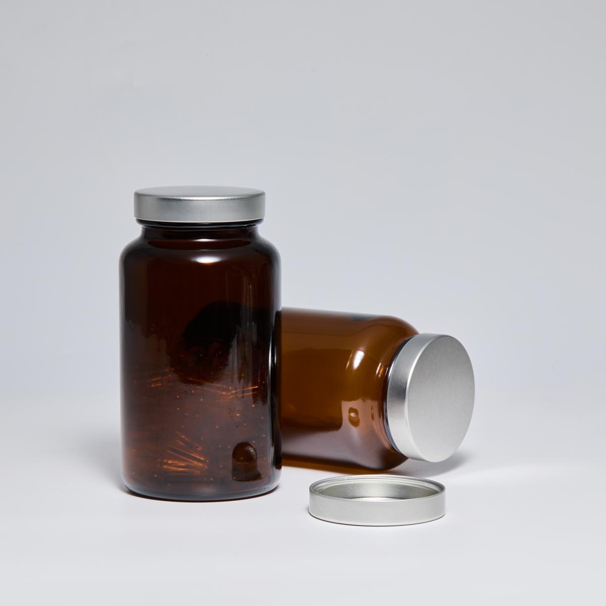 53/400 Silver Unishell Cap for Pharmaceutical Glass Bottles - 53mm Tinplate Metal Closure