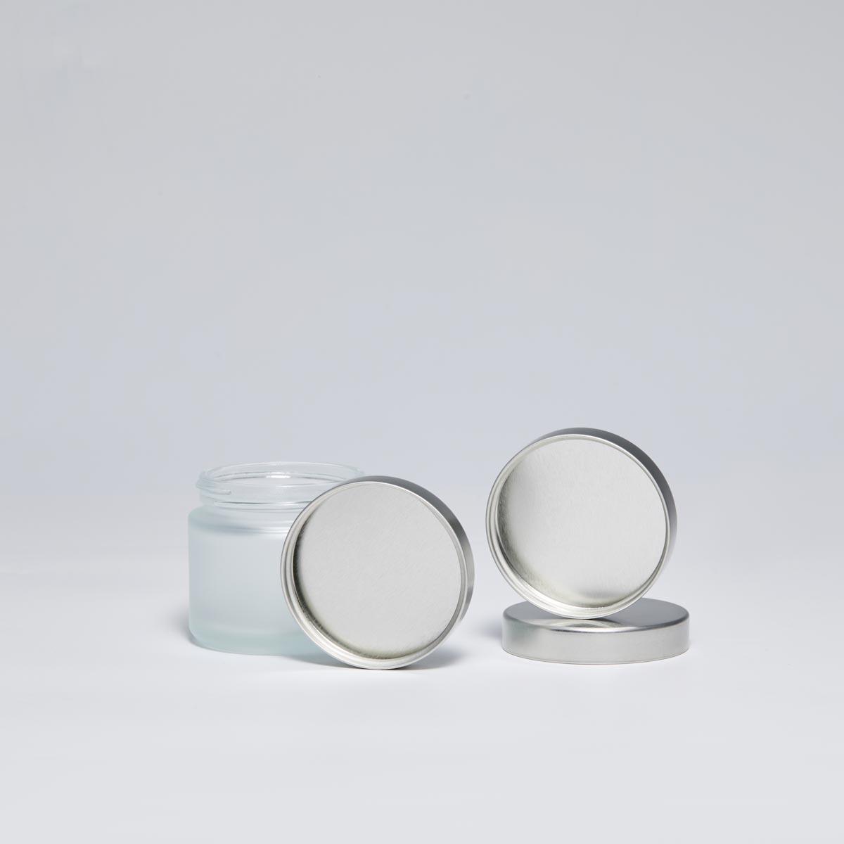 tapó Unishell platejat 53/400 per a pots de vidre cosmètics - tancament metàl·lic de foli d'estany de 53 mm