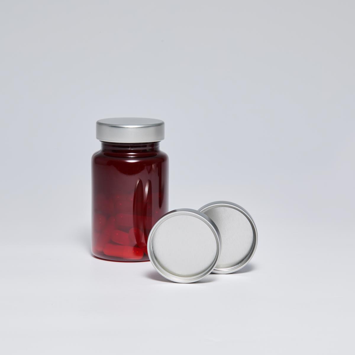 38mm 38/400 Silver Unishell Cap for PET Supplement Jars - Tinplate Unishell Closure