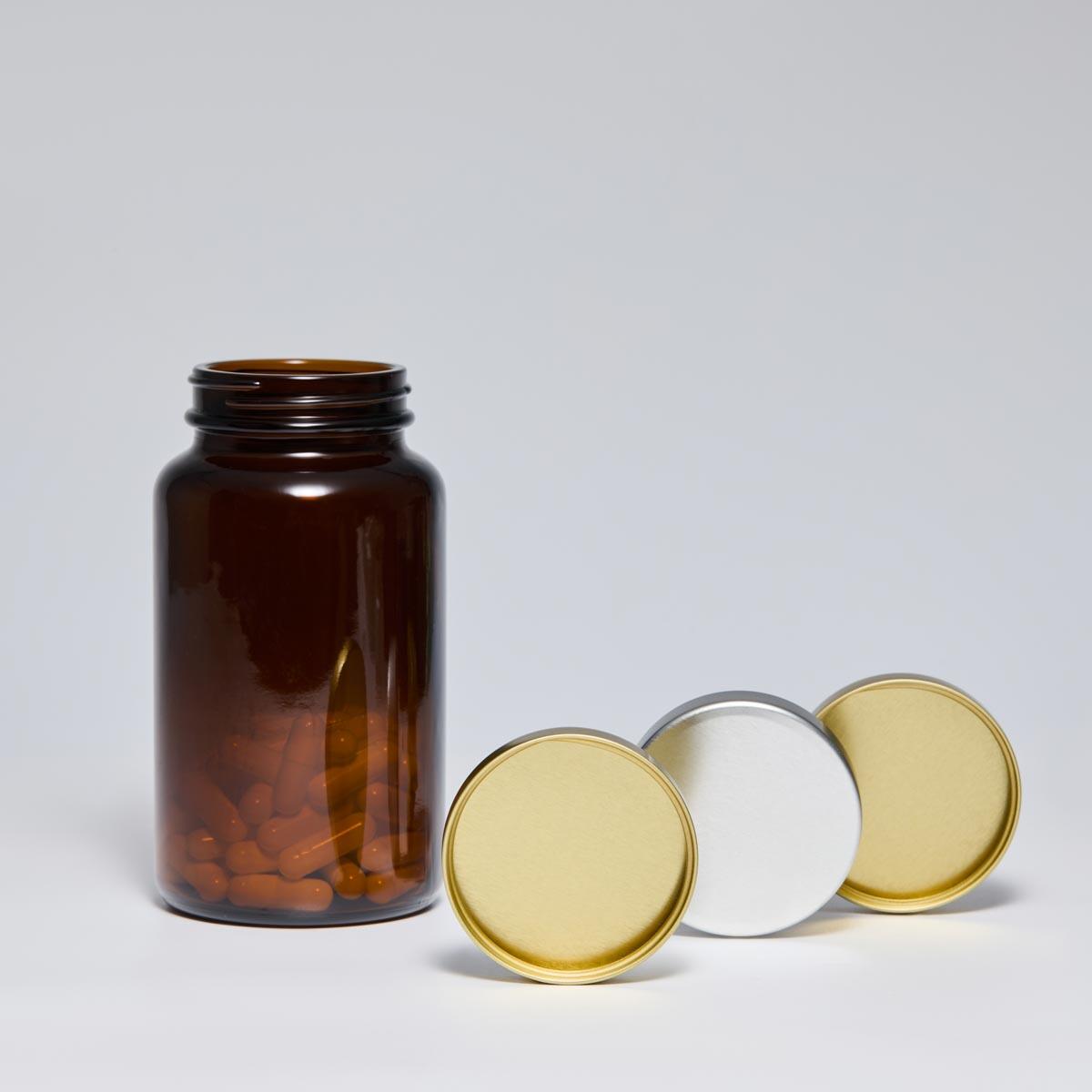 coperchio Unishell oro 53/400 per flaconi premium di vitamine - chiusura metallica in latta da 53 mm