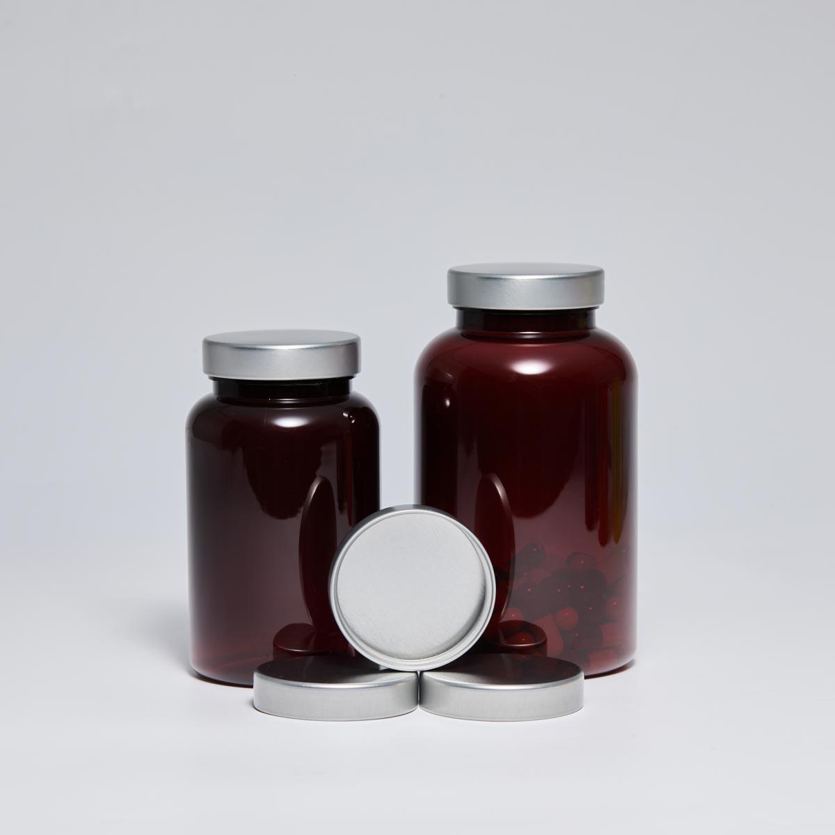 45/400 Silver Tinplate Unishell Cap 45mm Metal Lid for Supplement PET Jars