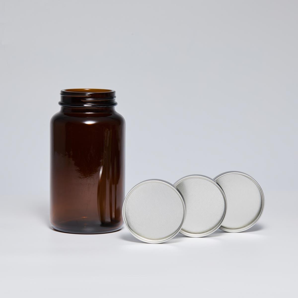53/400 Silver Unishell Cap for Pharmaceutical Glass Bottles - 53mm Tinplate Metal Closure