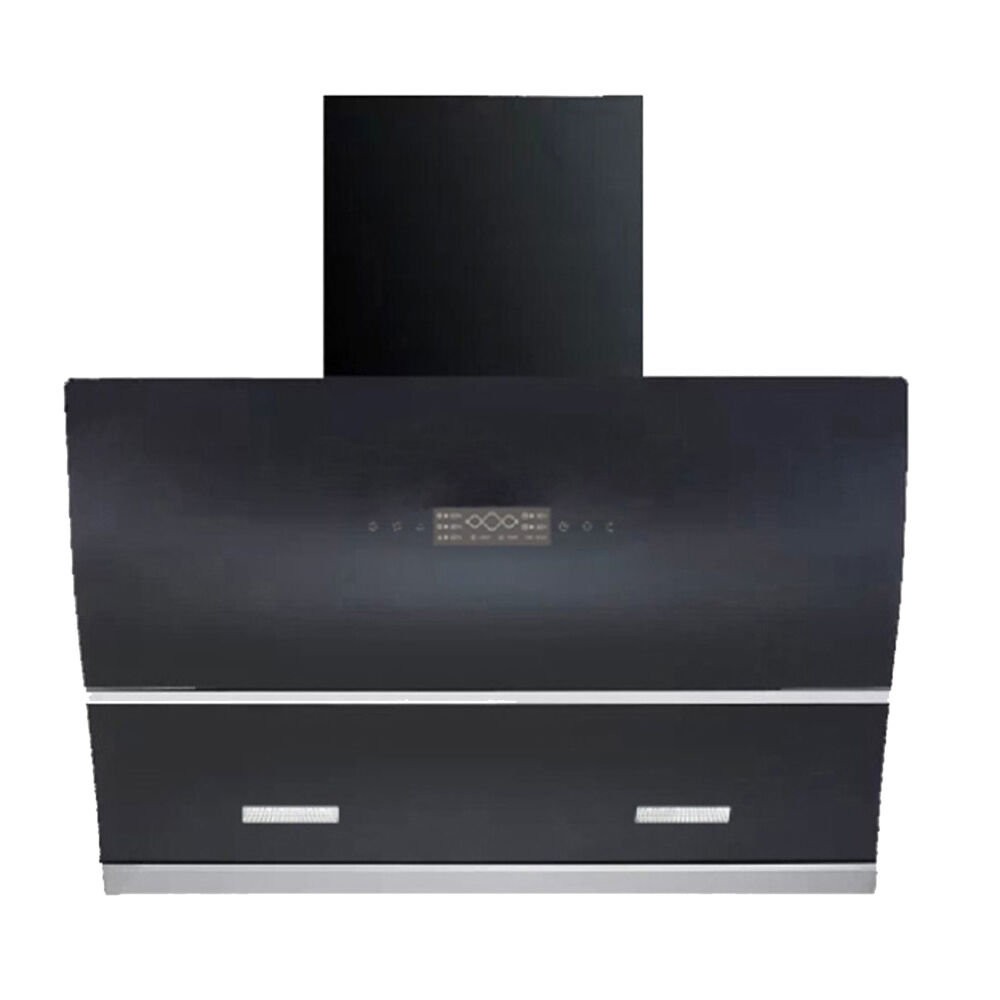 RSD-5 रसोई कुकर हुड 90 सेमी टेम्पर्ड ग्लास एक्सट्रैक्ट हुड तांबे की मोटर काला रंग चिमनी