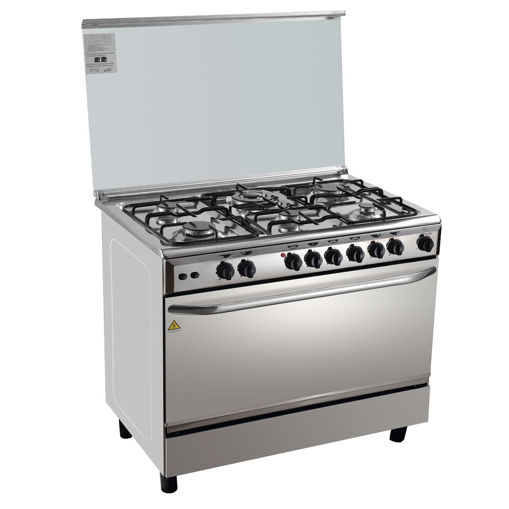 ماصة غاز طراز FS-39 ماستر كلاسيك، طباخ أصفر بست شعلات، فرن غاز حر