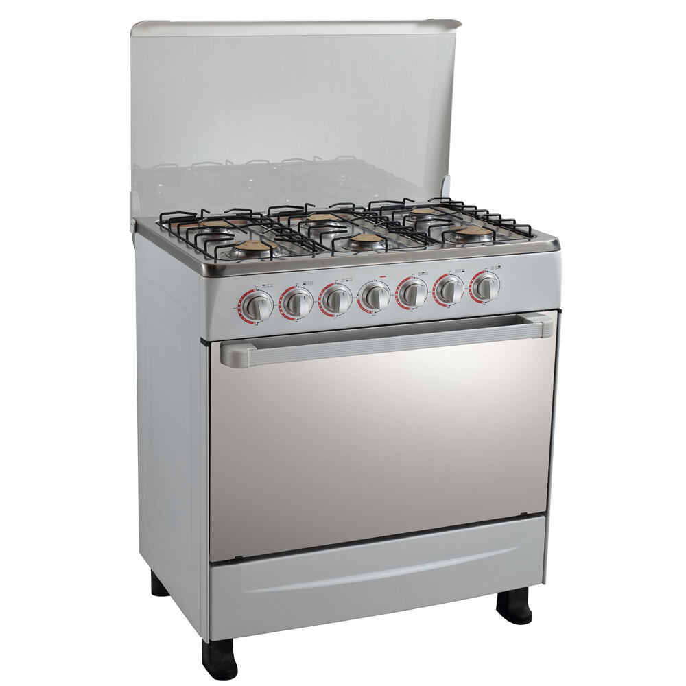 جهاز طهي غاز حر فردي FS-33 بعرض 30 بوصة (76 سم) مع 6 مواقد، فرن غاز مطلوب بشدة باللون الأبيض